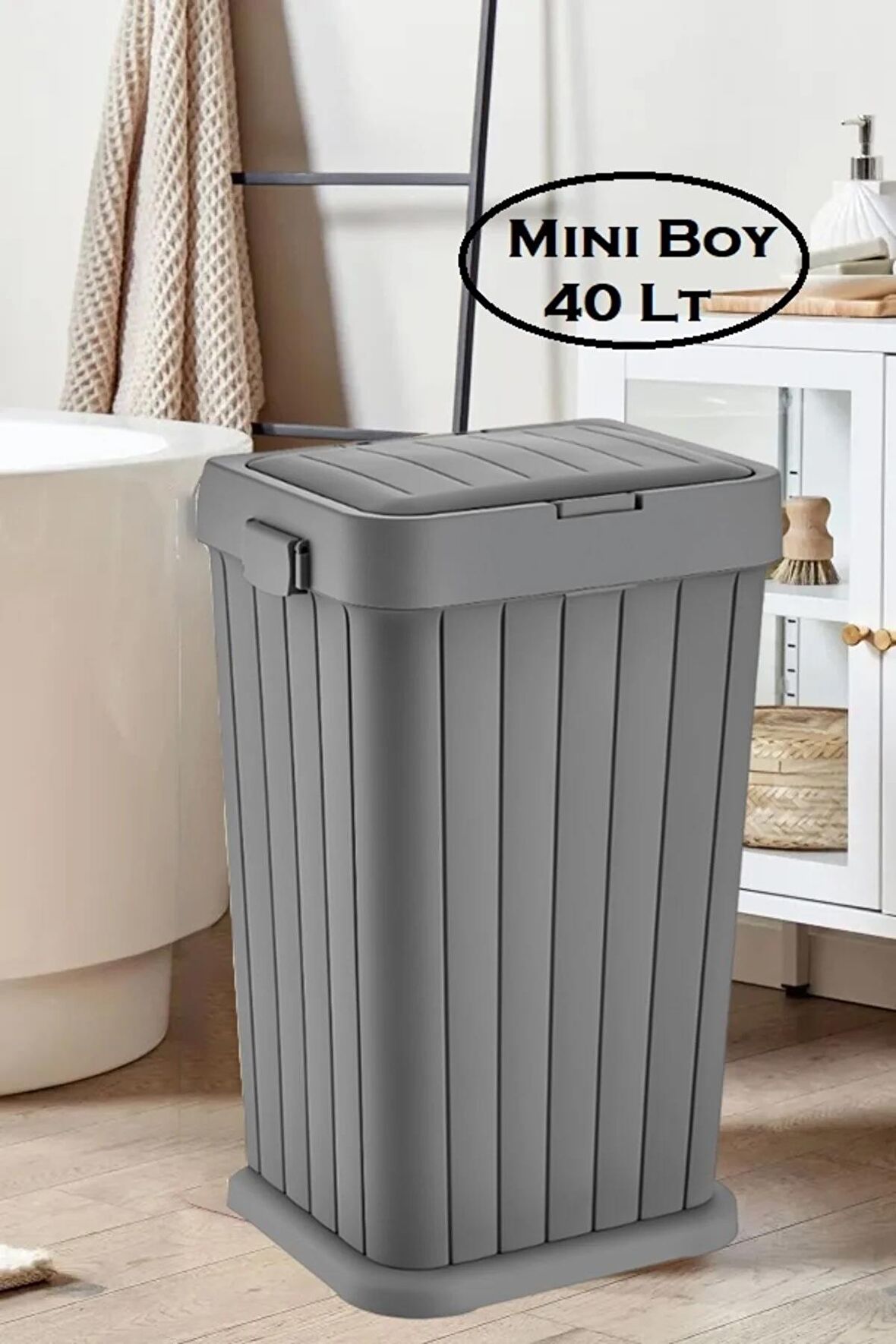 Twins Mini Boy Kirli Çamaşır Sepeti Dokunmatik Kapak Evsel Atık, Geri Dönüşüm Çok Amaçlı 40 Lt