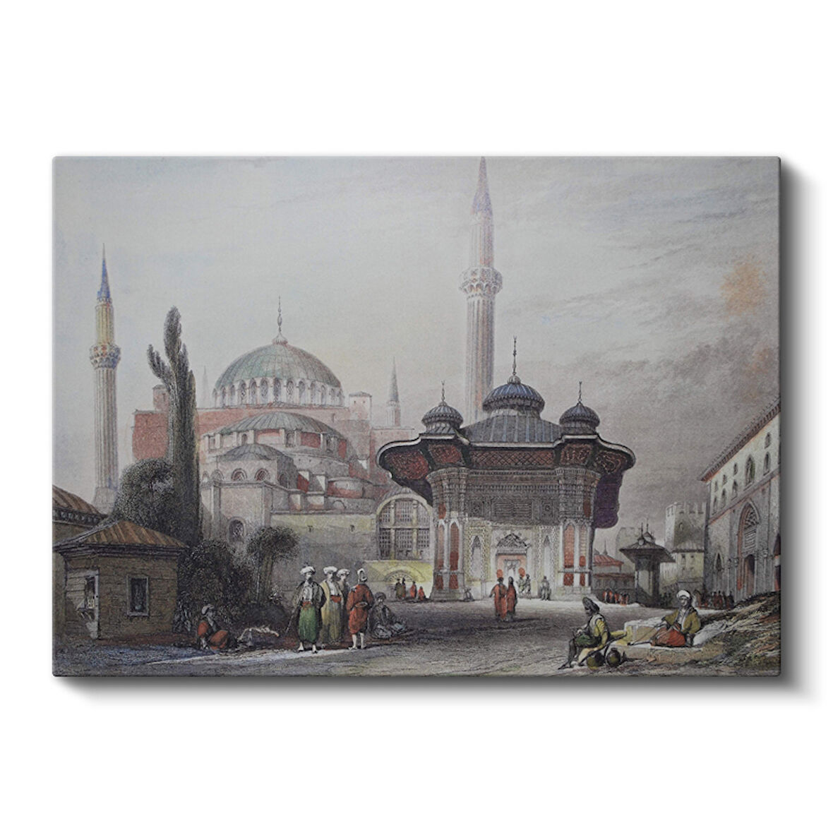 Ayasofya ve III. Ahmet Çeşmesi Manzarası Kanvas Tablo