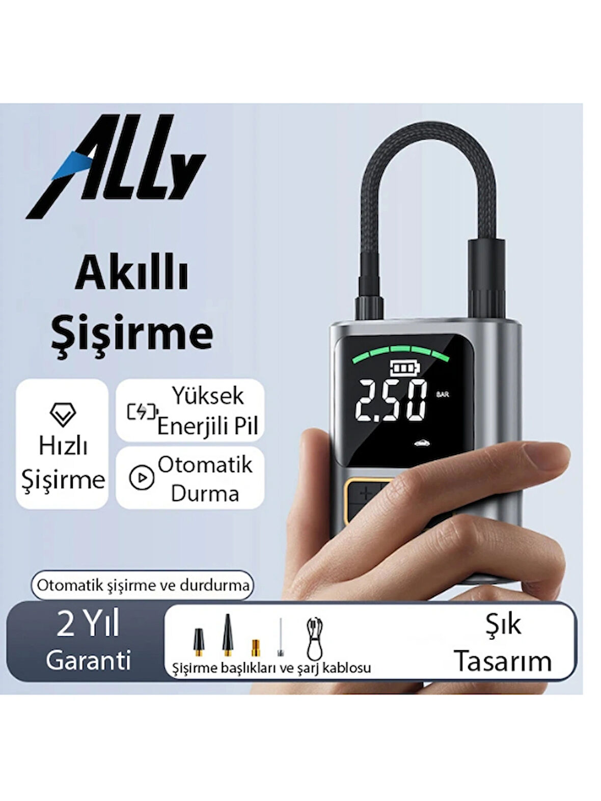  Dijital Basınç Göstergeli Oto Lastik Şişirme Pompası Hava Kompresörü st-5528
