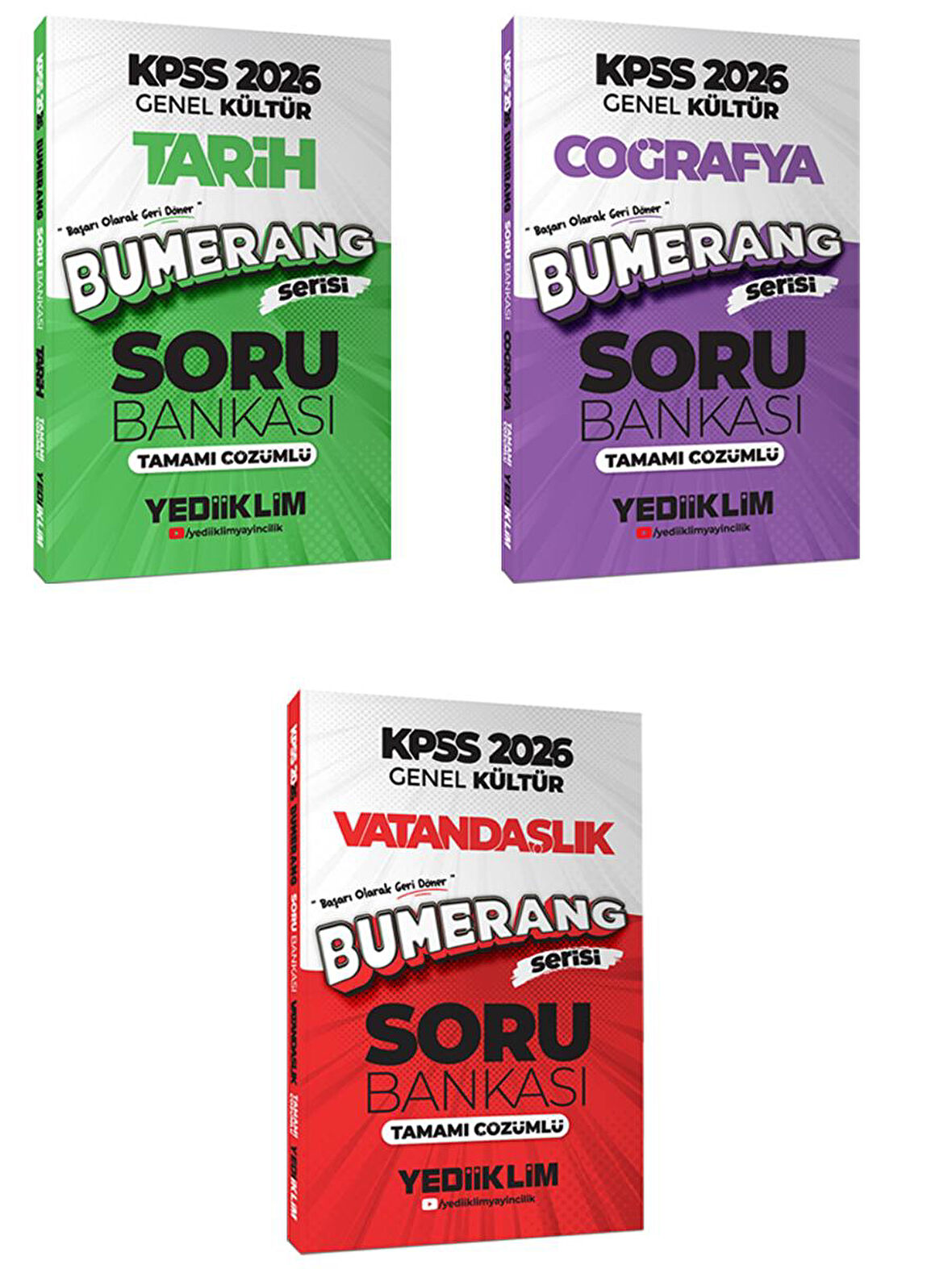 Yediiklim 2026 KPSS Genel Kültür Bumerang Tamamı Çözümlü Soru Seti 3 Kitap