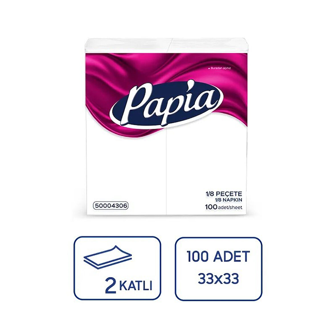  Garson Katlama Peçete 1/8 100Lü 24 Paket - 1 Papia Garson Katlama Peçete 1/8 100Lü 24 Paket