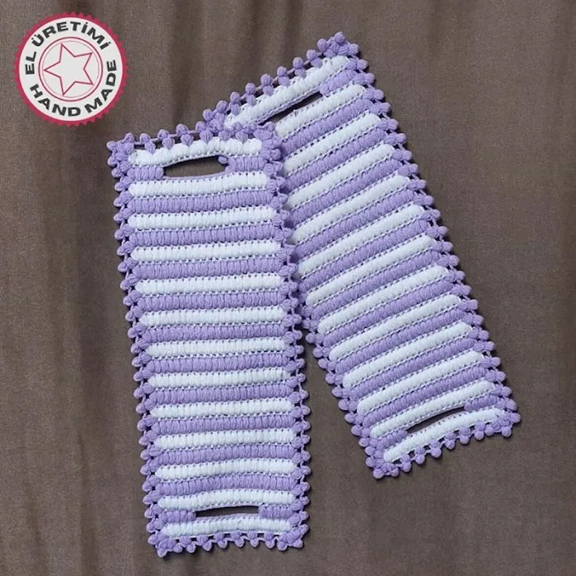 Uretti - Emine 9106 - 3676 El Örgüsü Çift Renkli 2’li Banyo Lifleri -  Mor