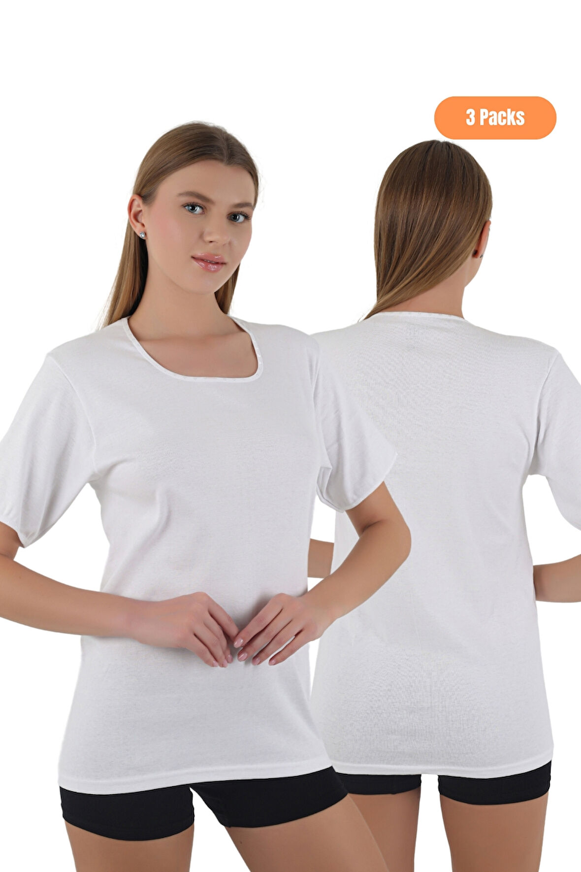 Kadın 3'Lü Fanila – %100 Ribana Kumaş