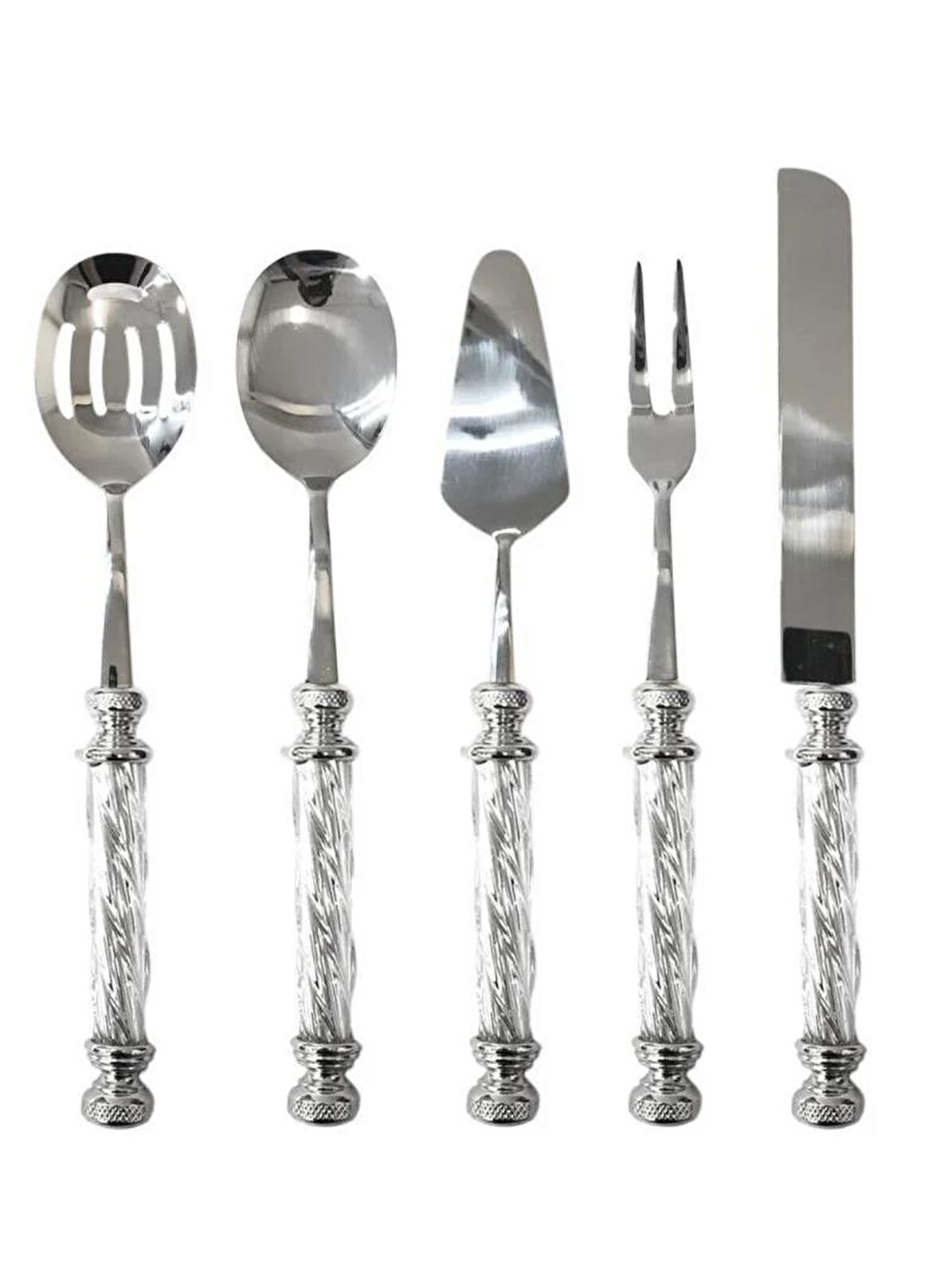 Roy King 5 Parça Cam Servis Seti - Gümüş