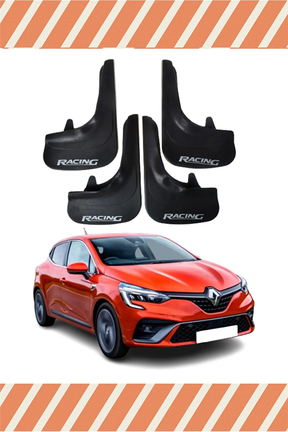 Renault Clio 5 Hb 2019-2021 Racing yazılı 4’lü tozluk çamurluk paçalık