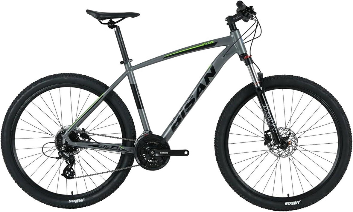 Bisan MTX7300 26 Jant 24 Vites 48CM Erkek Dağ Bisikleti Gri - Yeşil
