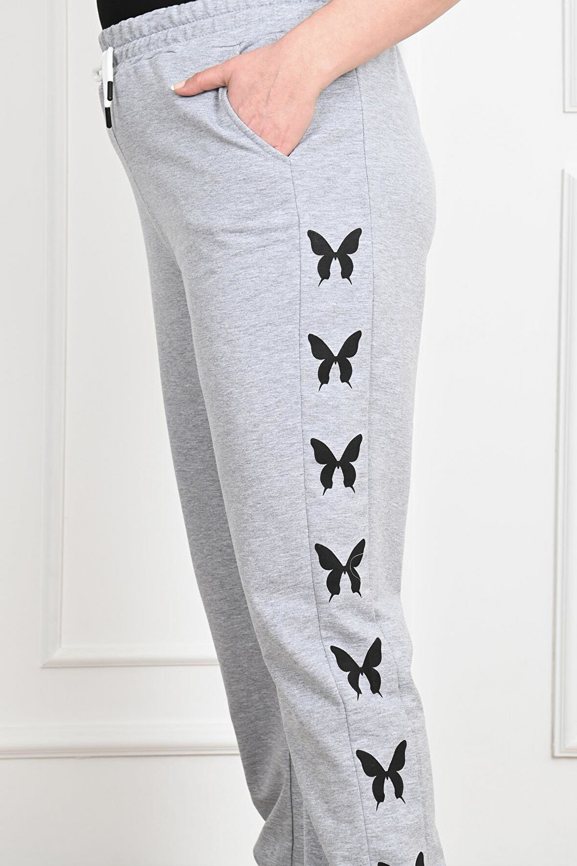 Kadın Dijital Baskılı Büyük Beden Jogger Pantolon 6060-22