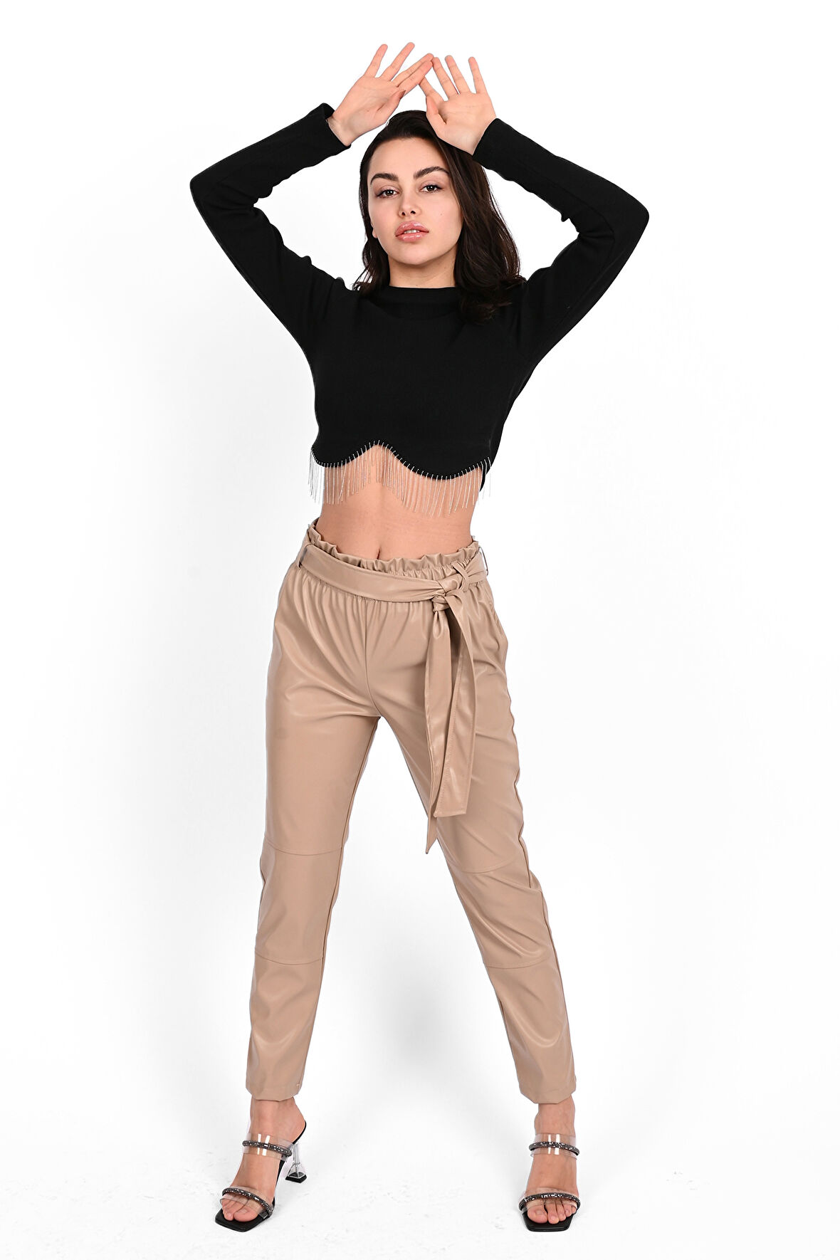 Kadın Jogger Deri Pantolon 6151-23