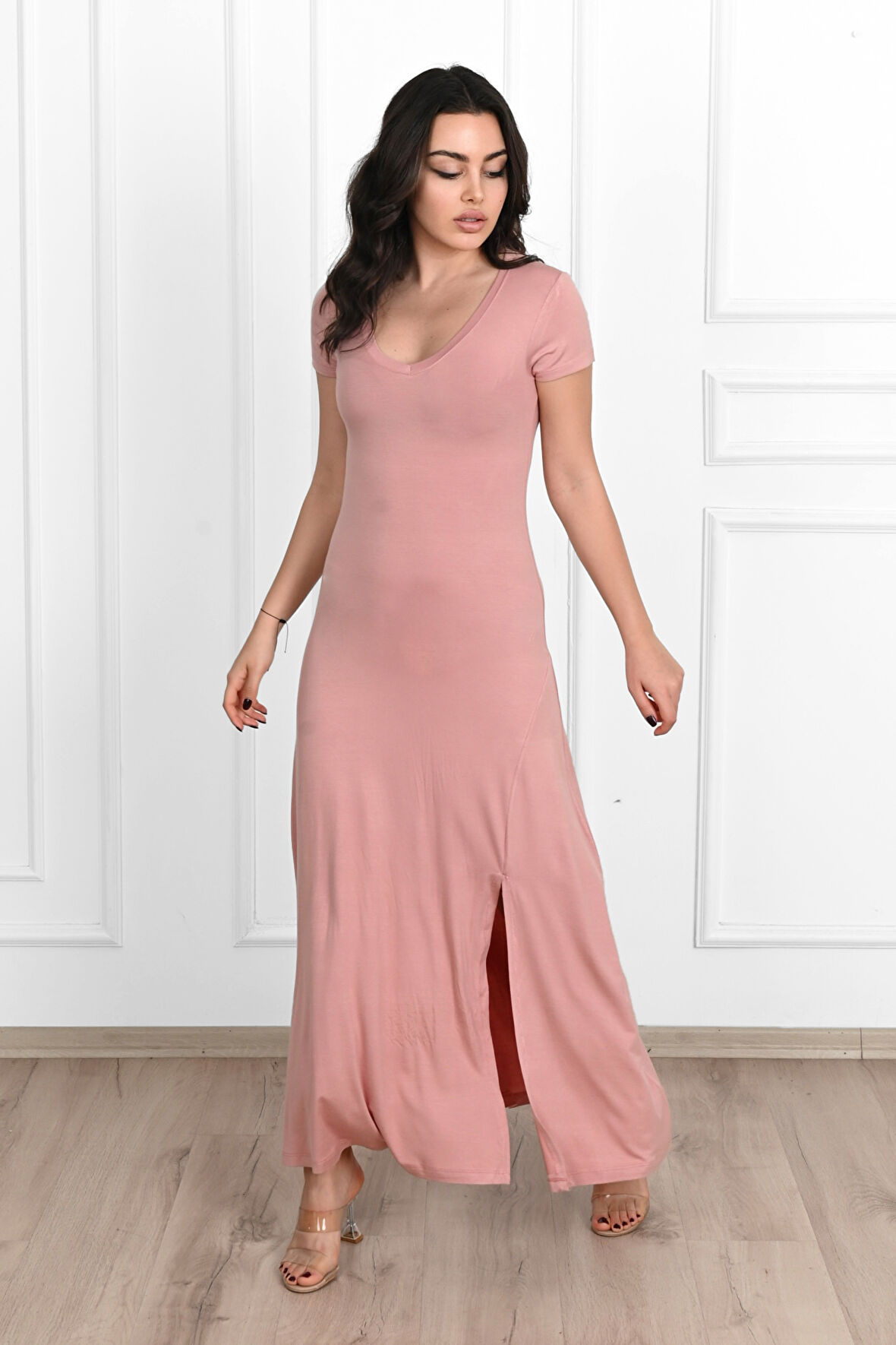 Kadın Yırtmaç Detaylı Elbise 5174-23