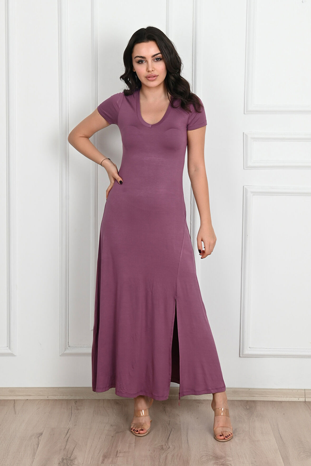 Kadın Yırtmaç Detaylı Elbise 5174-23