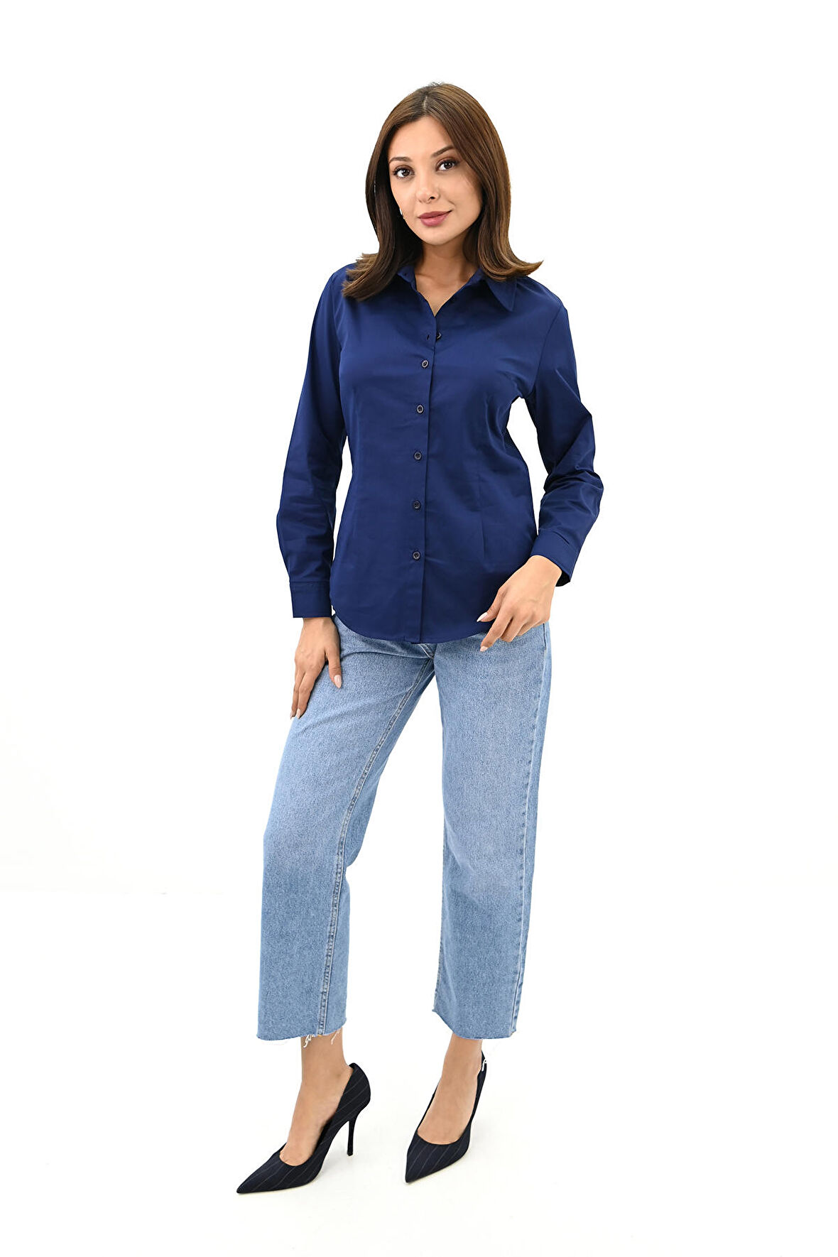 Kadın Klasik Uzun Kol Gömlek 1668-24