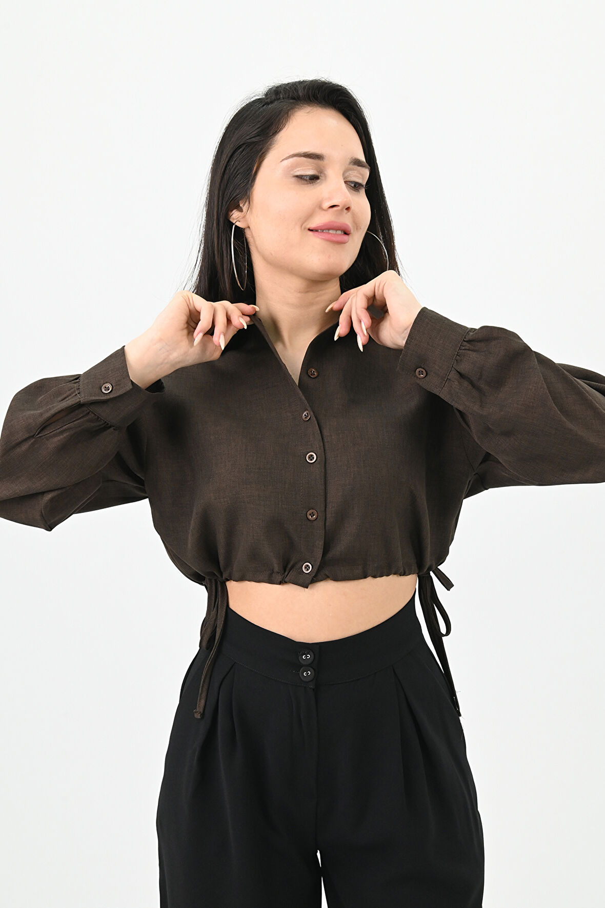 Kadın Crop Gömlek 1729-24