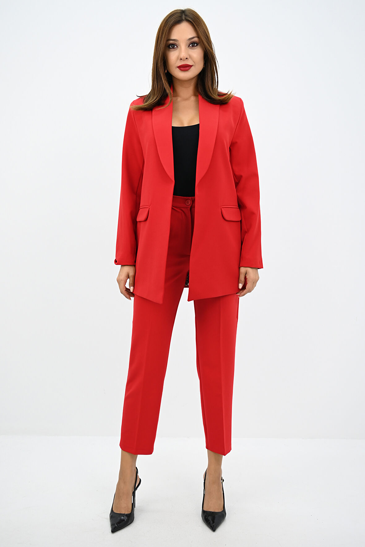 Kadın Leopar Astar Detaylı Ceket Takım 0115-25