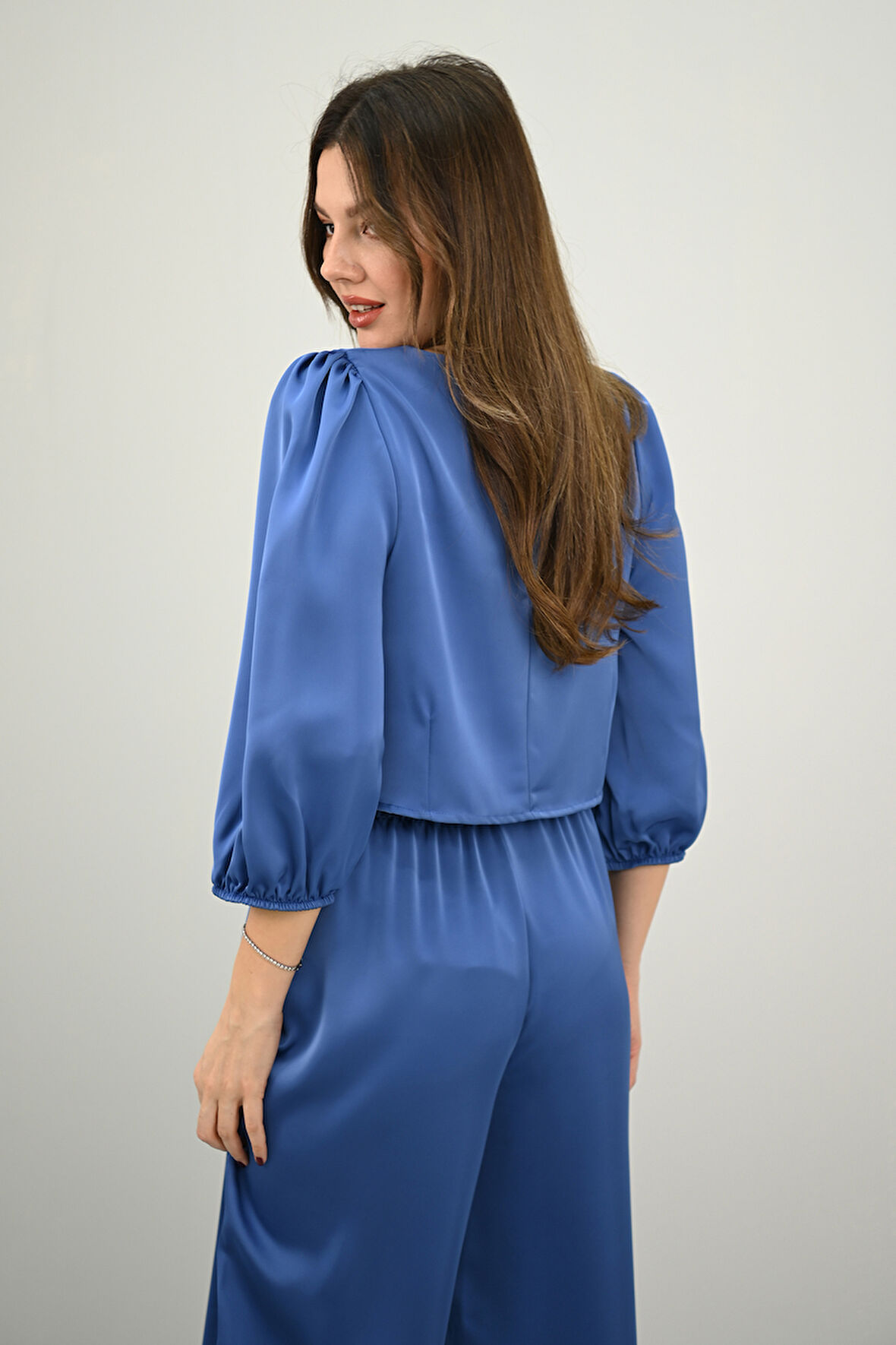 Kadın Truvakar Kol Bol Paça Saten İkili Takım 4236-25