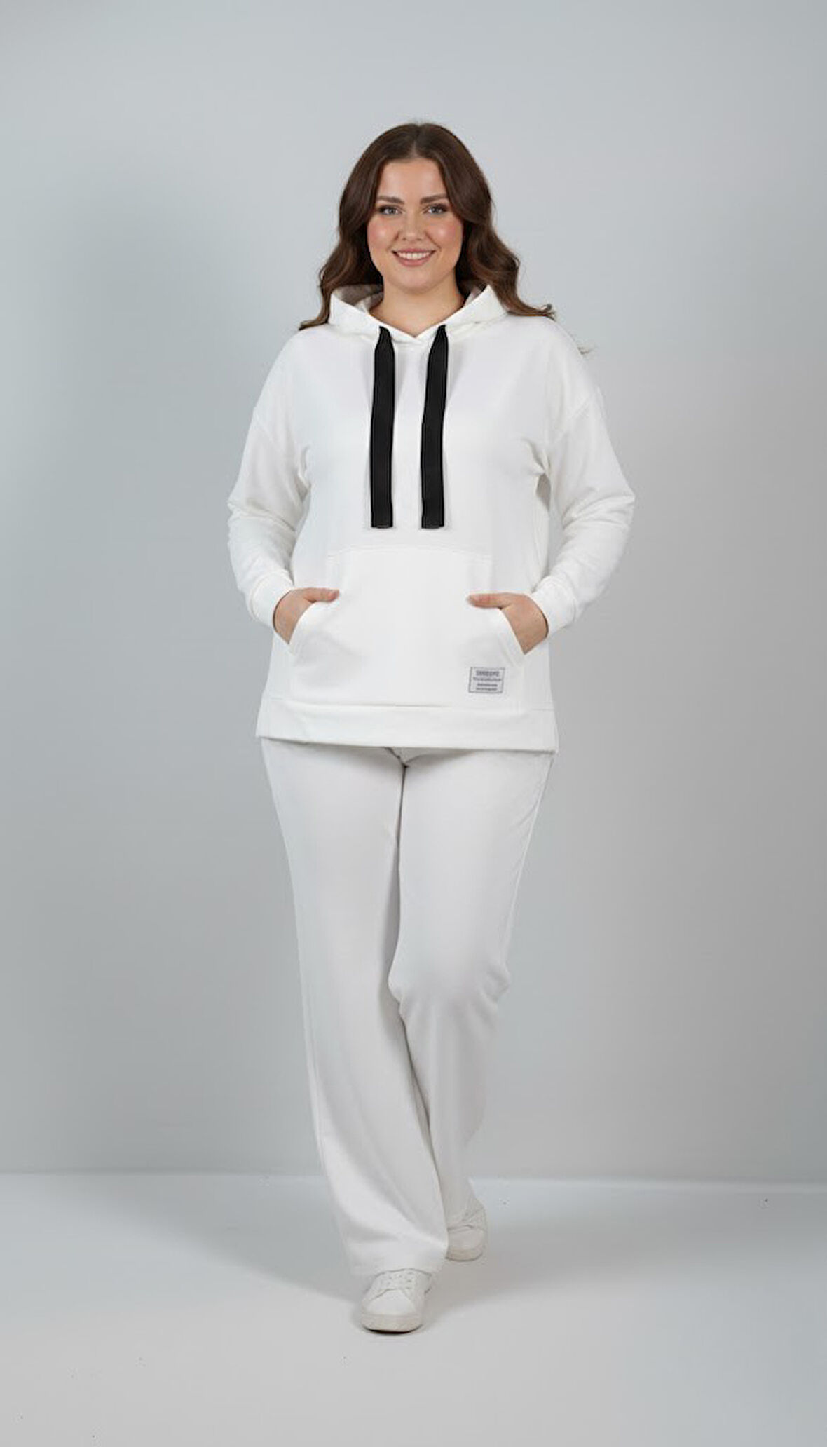 Kadın Büyük Beden Uzun Kollu Kapüşonlu Eşofman Takımı 8228-26