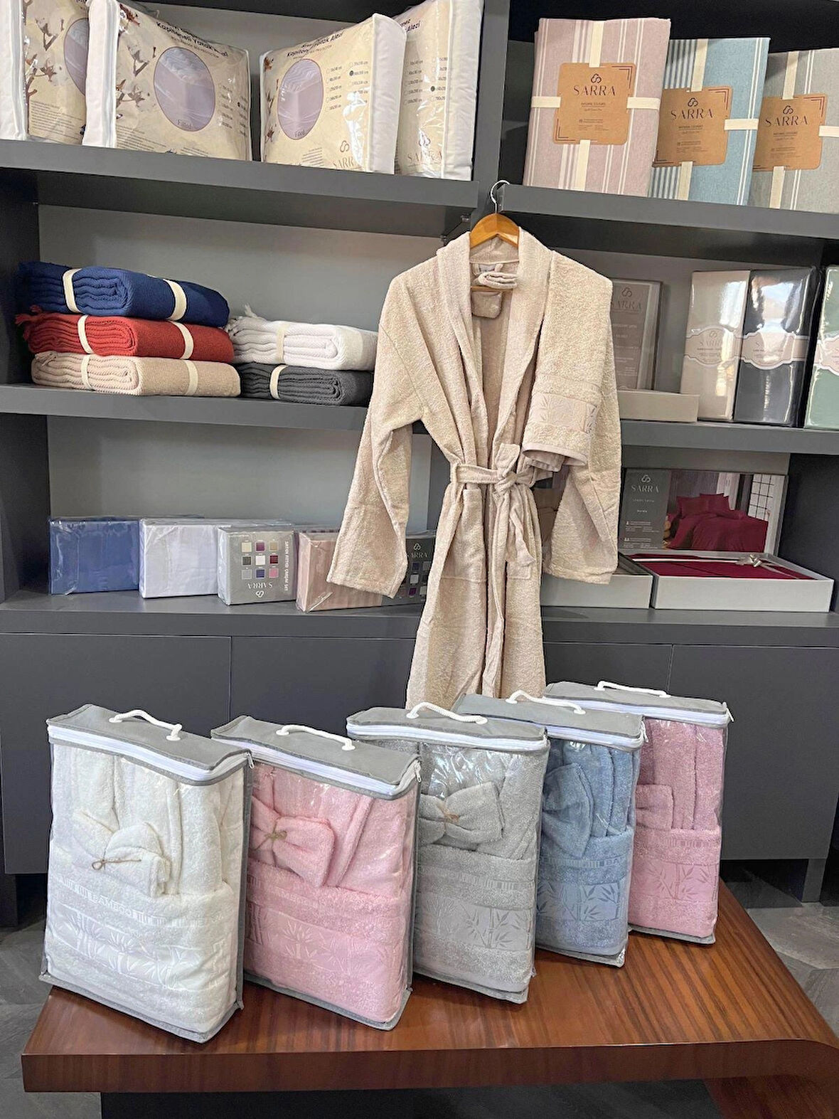 MYSOFT BAMBU TEKLİ BORNOZ SETİ-KAPİÇİNO