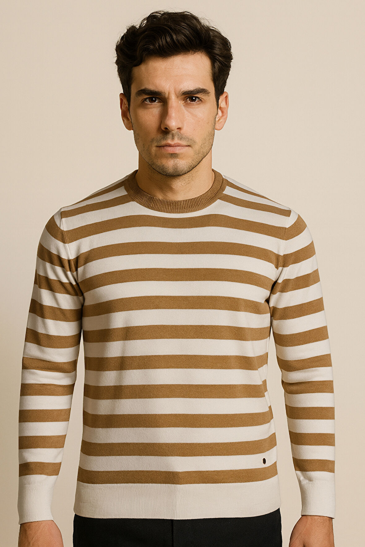 Erkek Triko Bisiklet Yaka Hardal 3749 