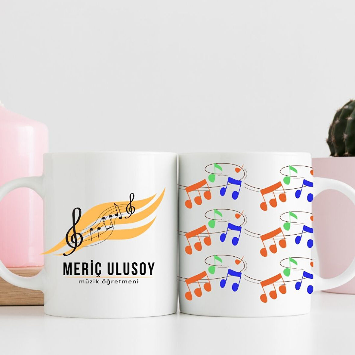 Müzik Öğretmenlerine Özel Tasarımlı İsim Yazılı Hediye Kupa Bardak