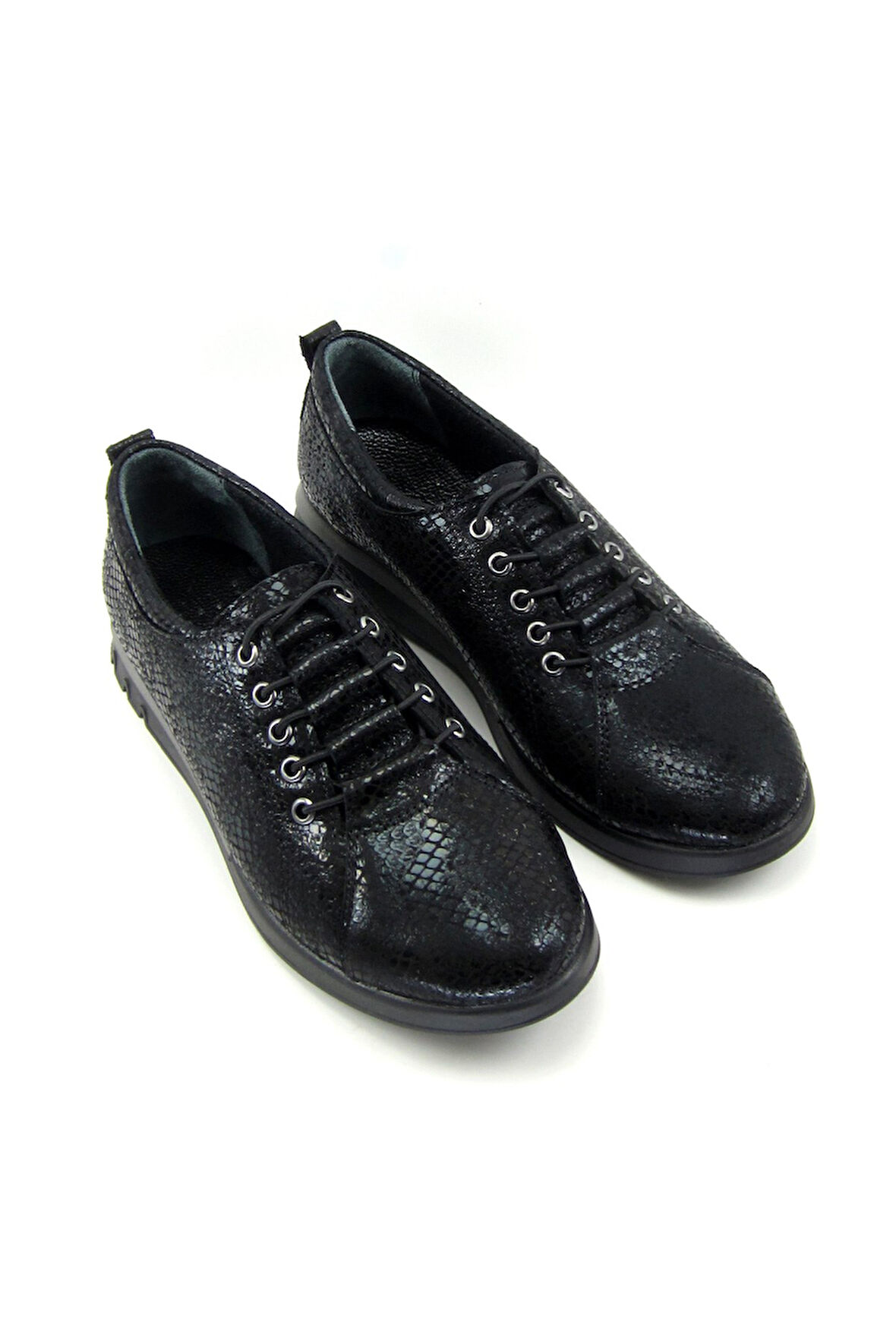 Khloe Siyah Yılan Hakiki Deri Günlük Ayakkabı