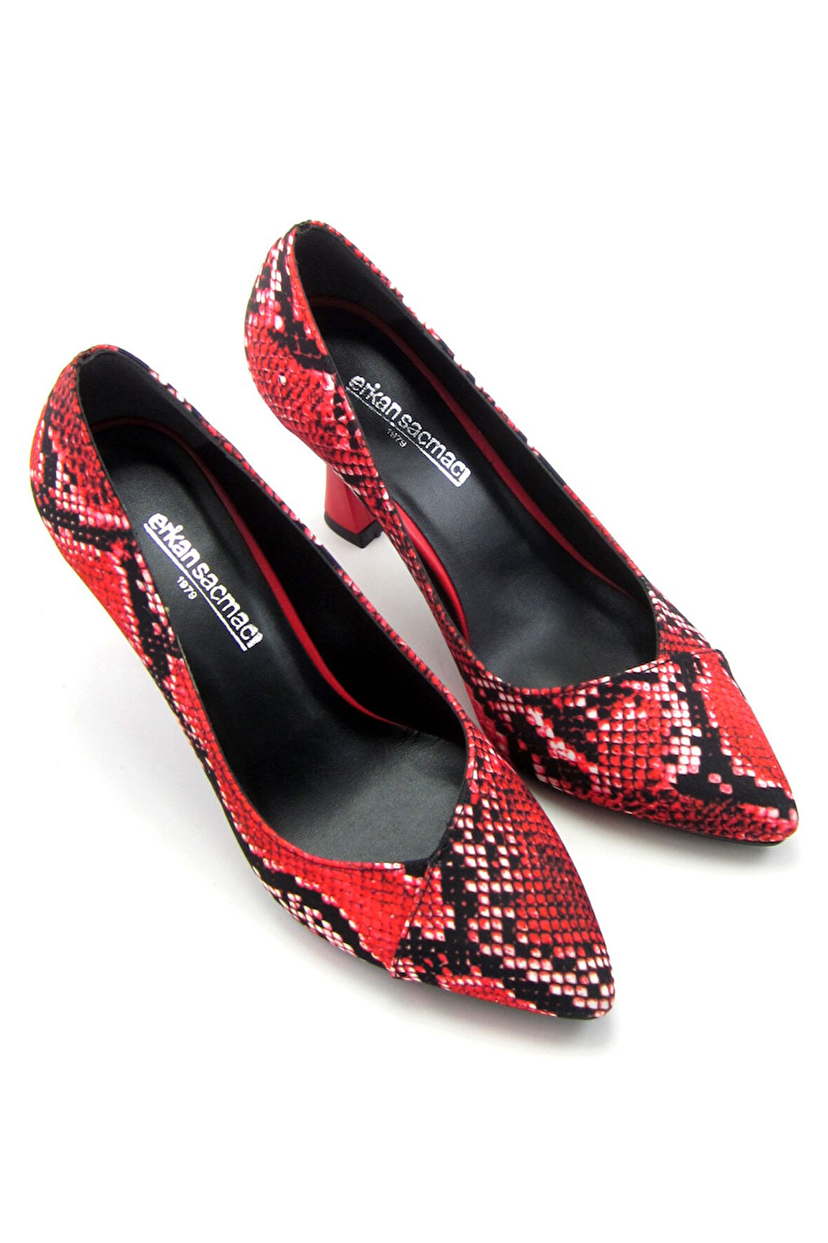 Jatqılı Exclusive Kırmızı Yılan Kadeh Topuklu Ayakkabı