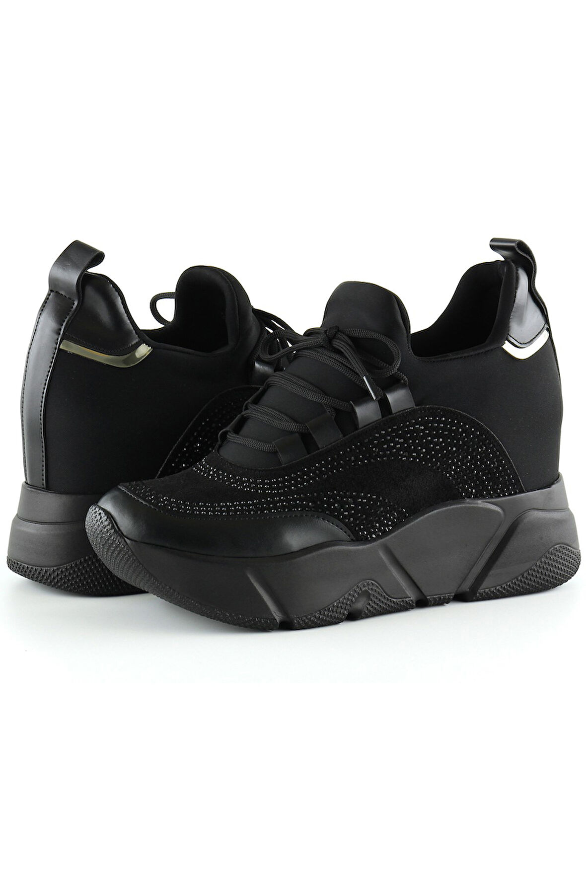 Eleanor Siyah Süet Streç Gizli Dolgu Günlük Ayakkabı