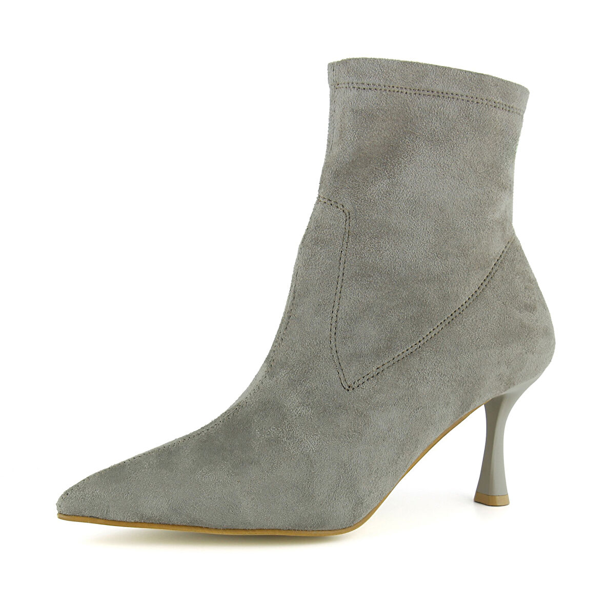 Kimberly Vizon Süet Streç Sivri Burun Fermuarlı İnce Topuklu Günlük Bot