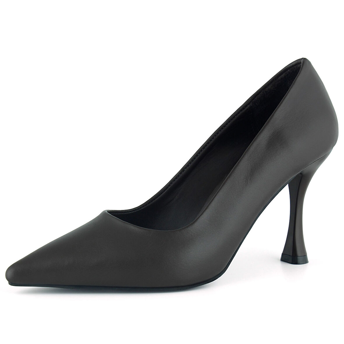 Suzanna Kahverengi Hakiki Dana Derisi Sivri Burun Klasik İnce Topuklu Ayakkabı