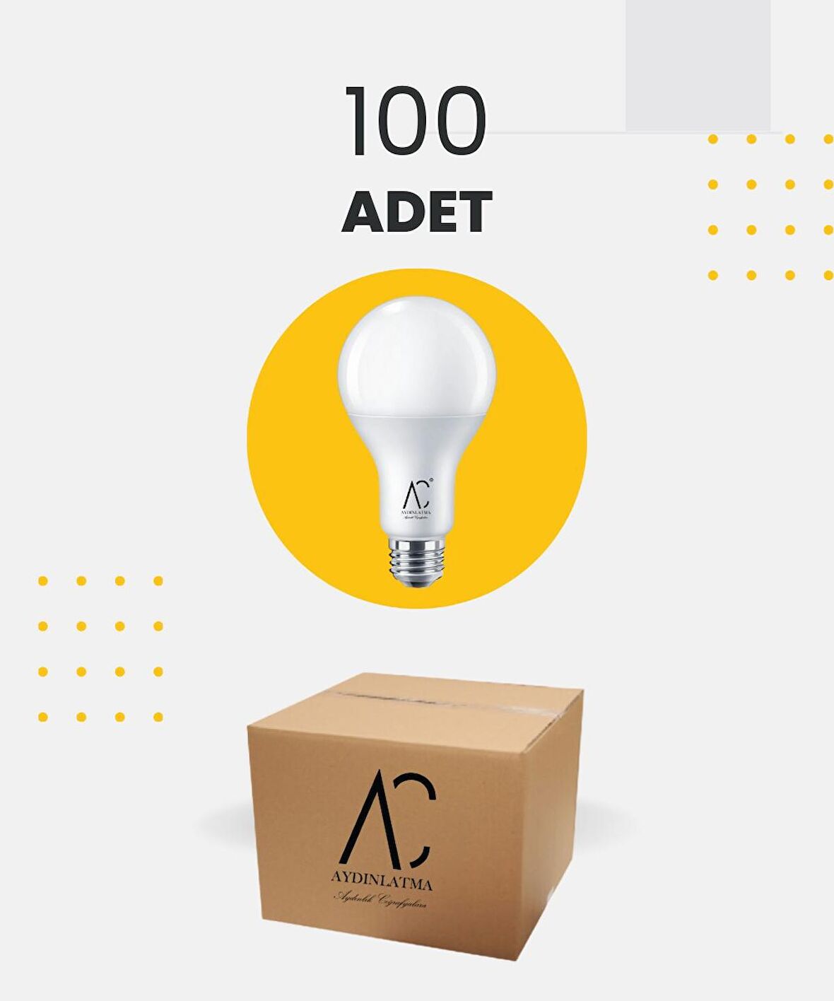 9W Bulb Led Ampul 3200K Sarı Işık - 100 Adet