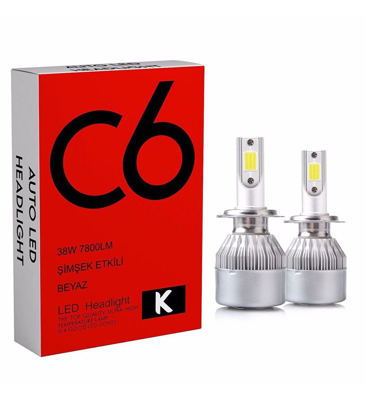 C6 LED XENON 2 Adet 9005 Led Xenon 38W 7800LM 6500K Far Ampülü Led Işık seri K-K-K