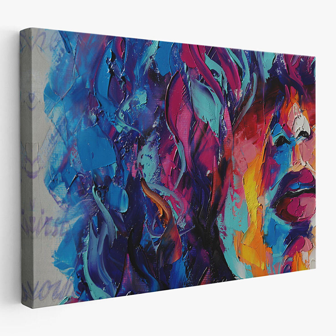 Güzel Kızın Soyut Resmi Yağlıboya Görünüm Dekoratif Kanvas Duvar Tablosu-3755