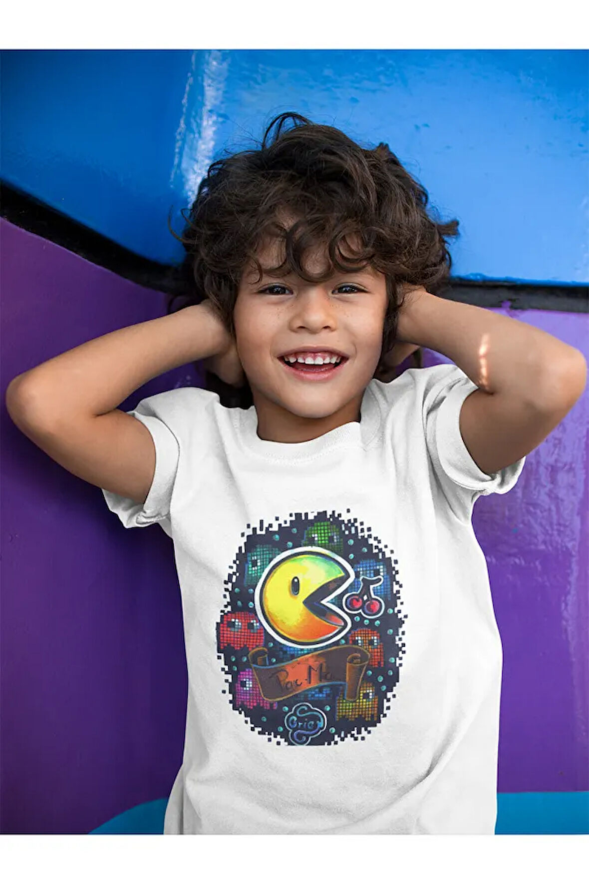 Pacman Baskılı Unisex Oyun Çocuk Tişört (1-12 YAŞ)
