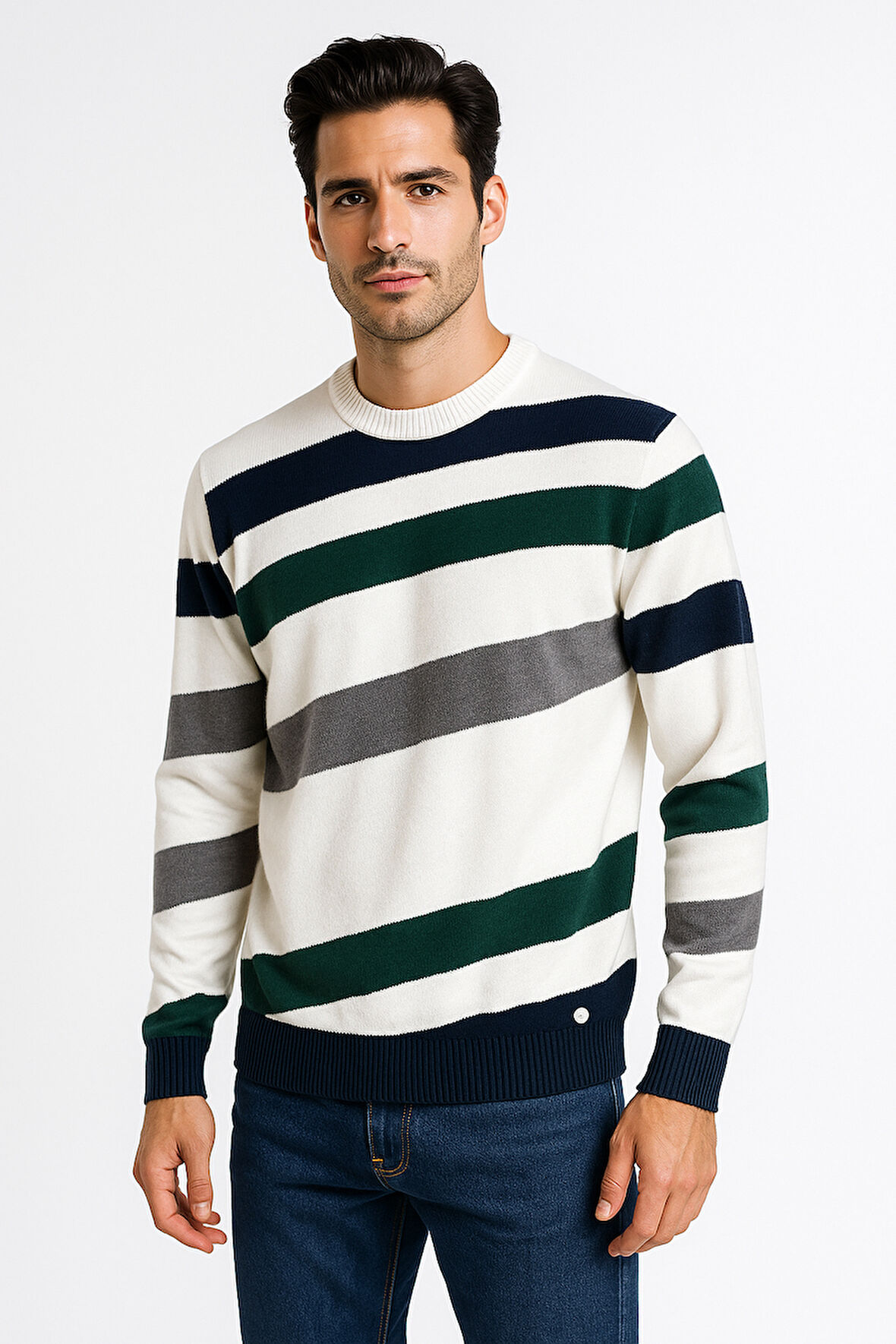 Erkek Bisiklet Yaka Triko Beyaz 3759