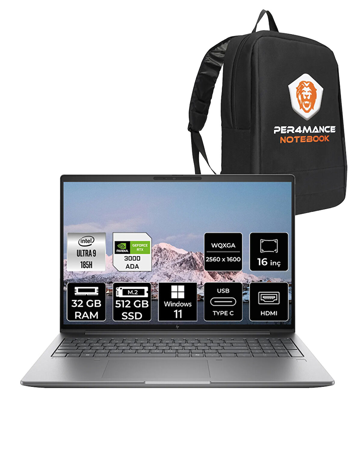 HP Zbook Power G11 U9 185H 32GB 512GB SSD RTX3000ADA 16'' WQXGA W11P İş İstasyonu & PER4 ÇANTA