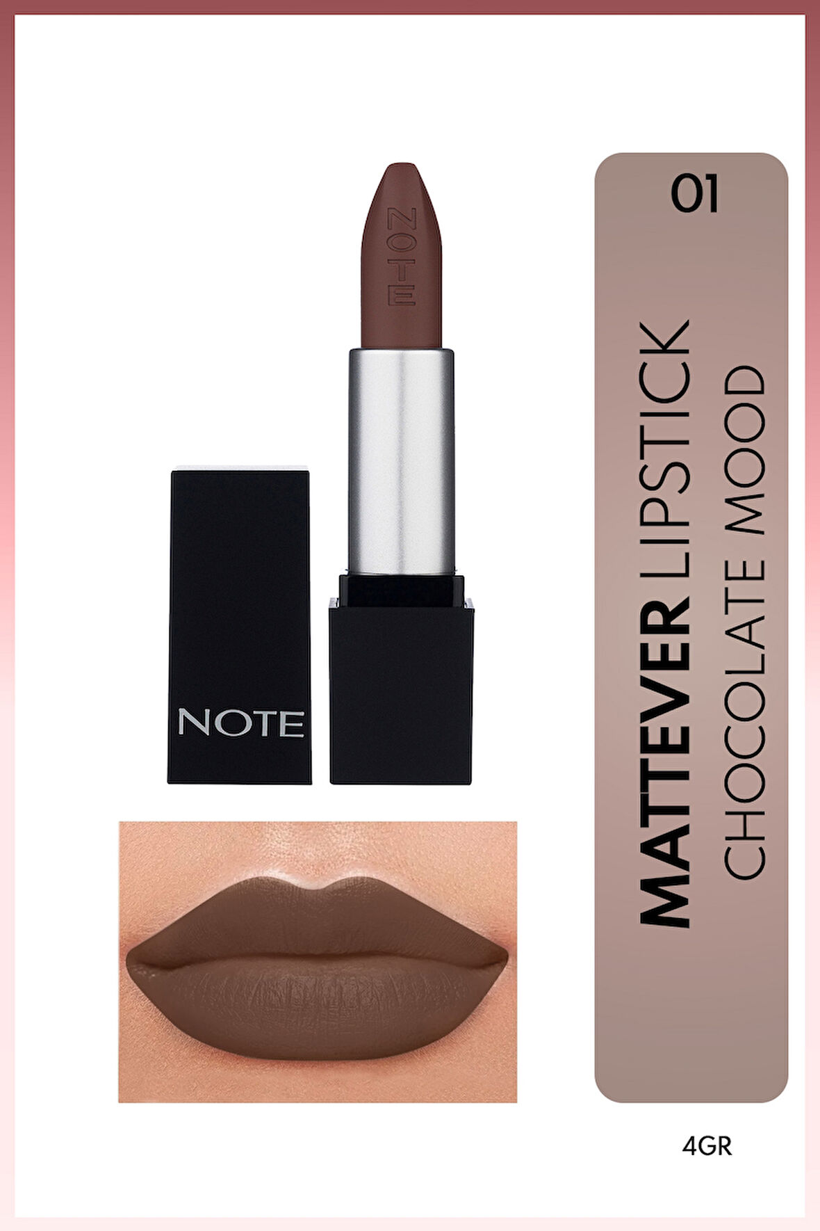 Note Cosmetics Mattever Lipstick Yarı Mat Saten Bitişli Ruj 01 Chocolate Mood - Kahverengi