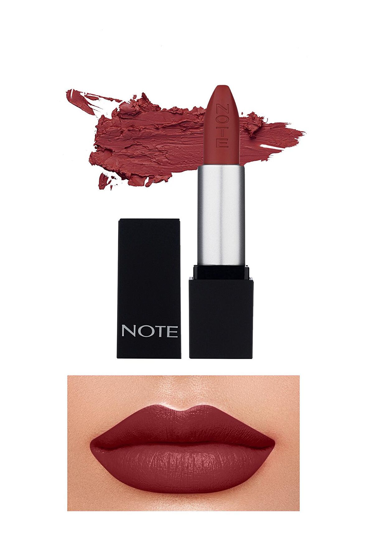 Note Mattever Lipstick Yarı Mat Saten Bitişli Ruj 18 Heartbeat Red - Kızıl Kahverengi