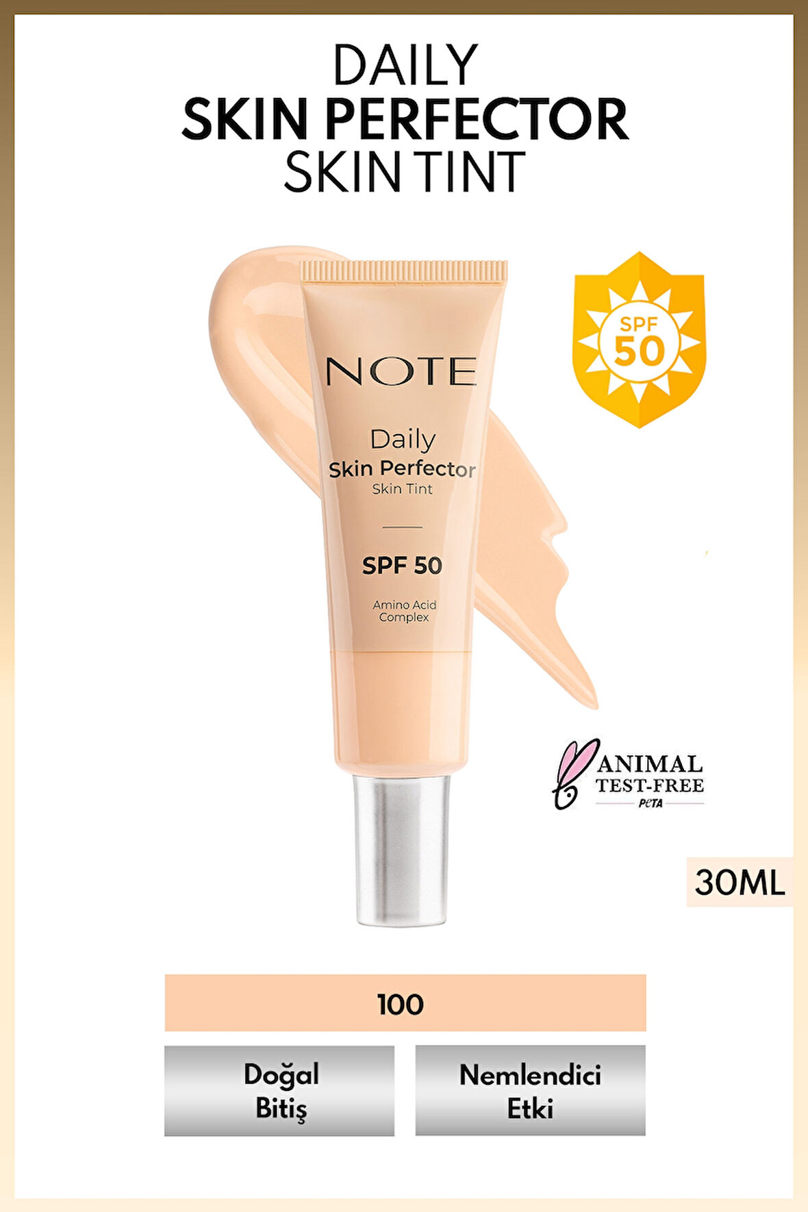 Daily Skin Perfector Skin Tint SPF 50 Ton Eşitleyici Doğal Bitişli Renkli Nemlendirici - 100
