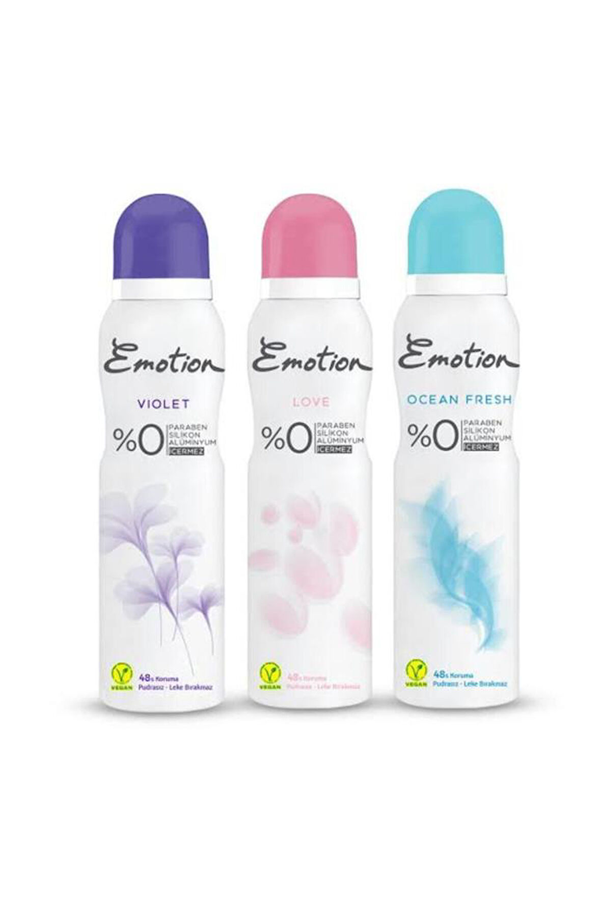 Emotion Kadın 3'lü Deodorant Seti (Ocean Fresh, Love, Violet)