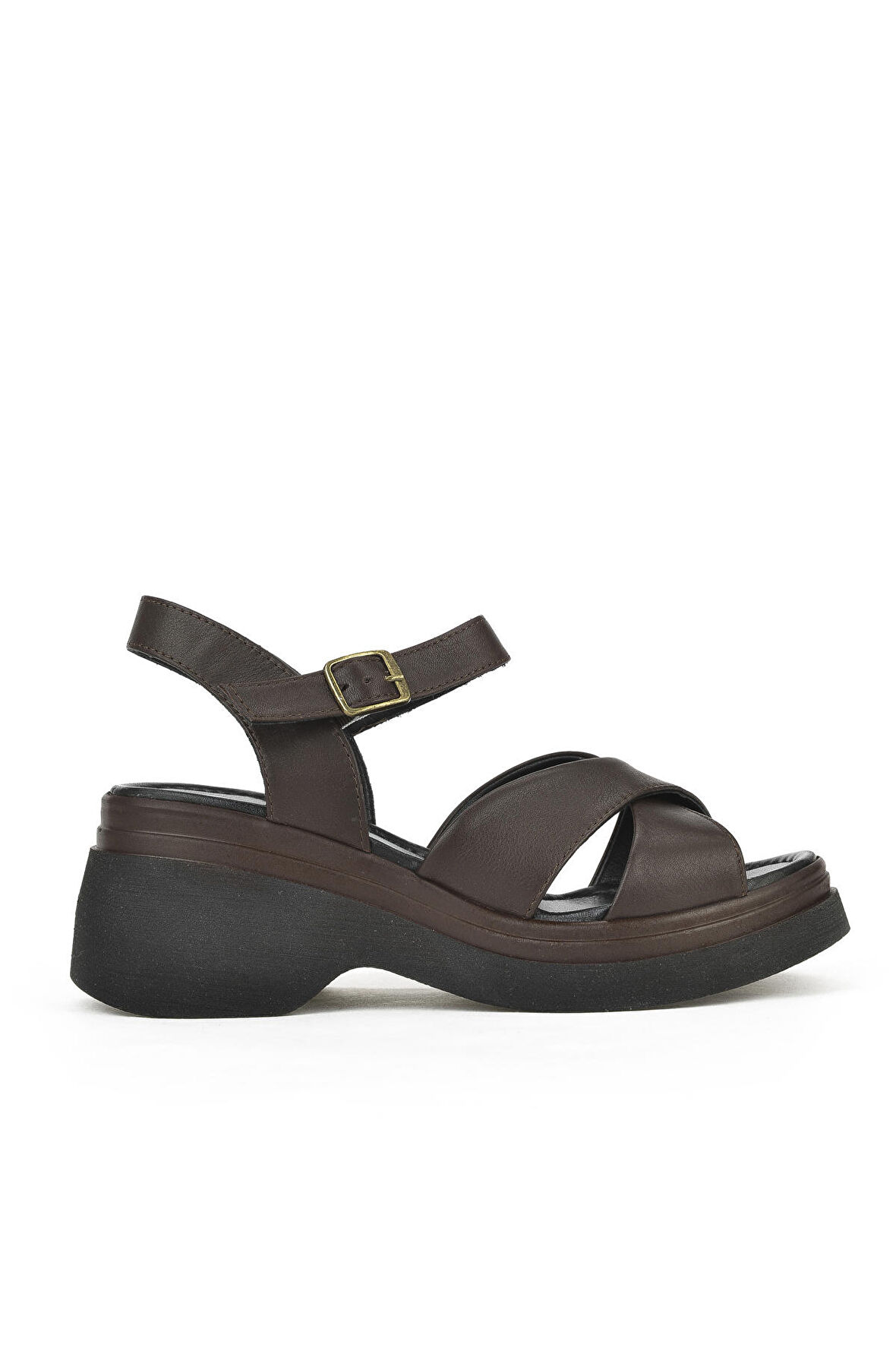 Ziya, Kadın Hakiki Deri Topuklu Sandalet 141992Z61001 Kahve