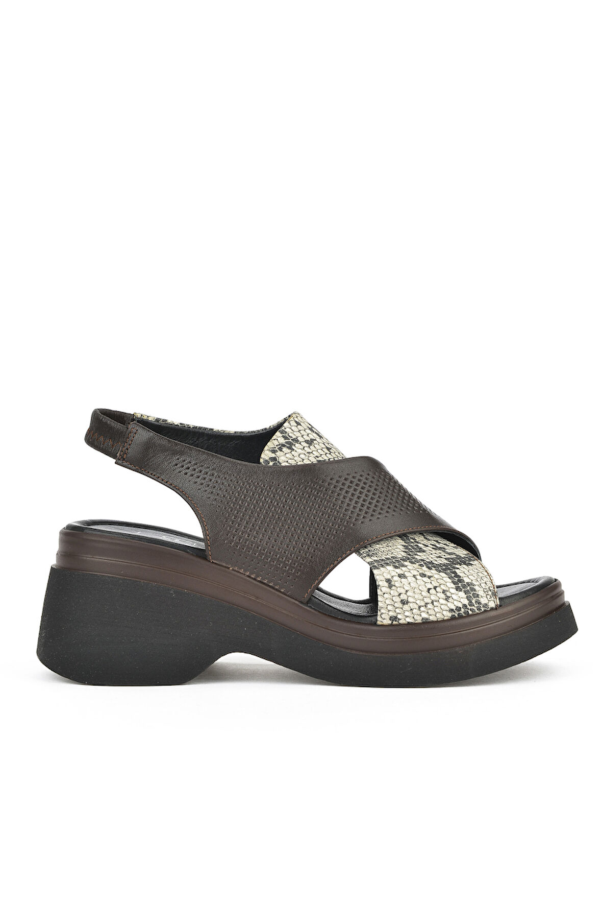 Ziya, Kadın Hakiki Deri Topuklu Sandalet 151992Z64001 Kahve