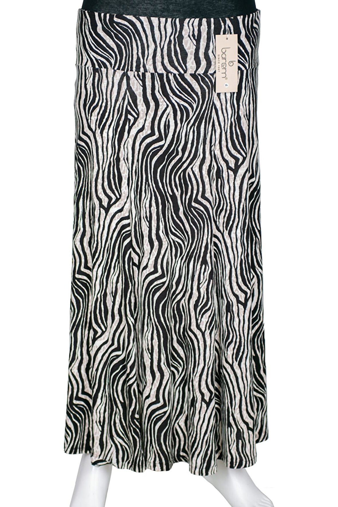 Barem Kadın Arzu Korsajlı 6 Parçalı Desenli Penye Siyah Etek D57