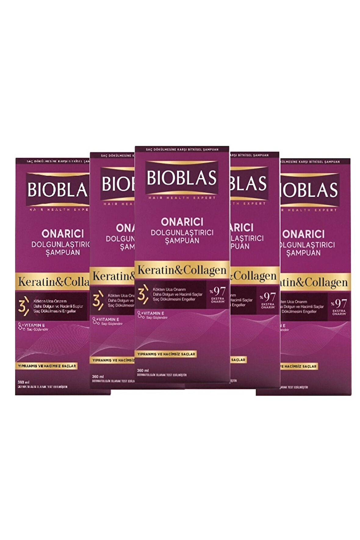 Kolajen & Keratin Saç Dökülmesine Karşı Bitkisel Şampuan 360 ml 5 Adet