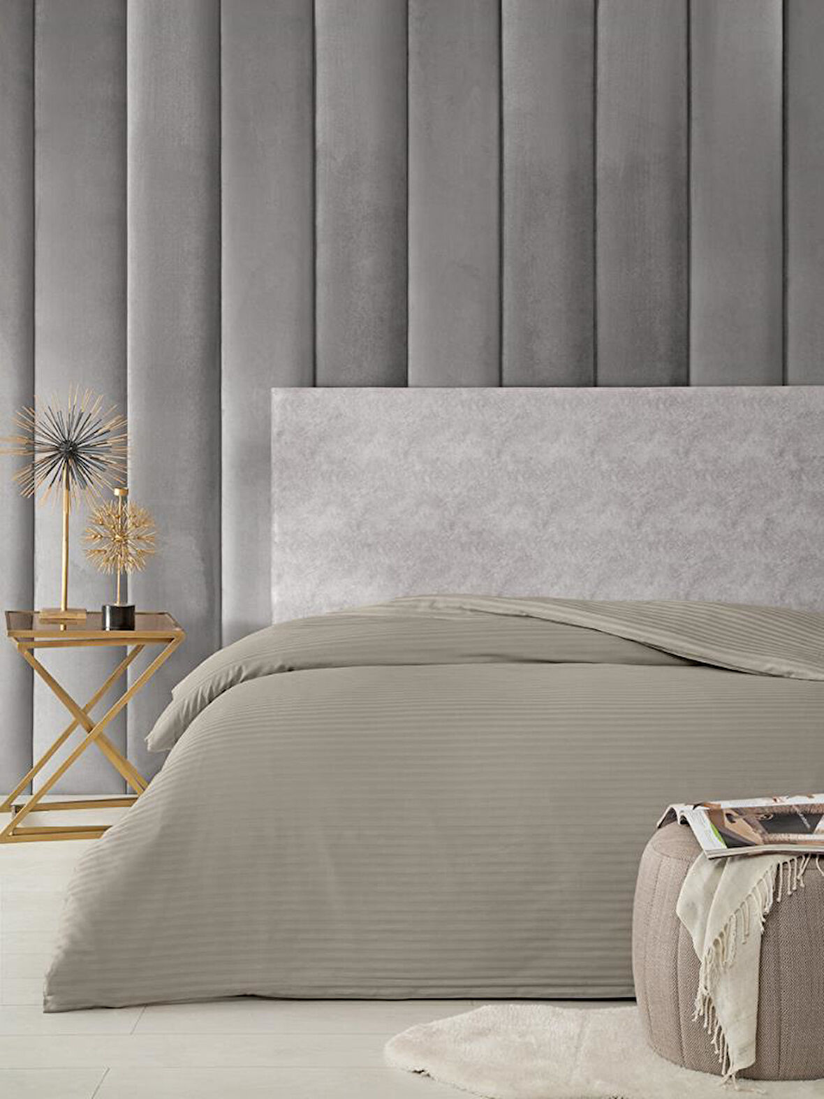 Nevresim Tekli Pamuk Saten Stripe 200x220