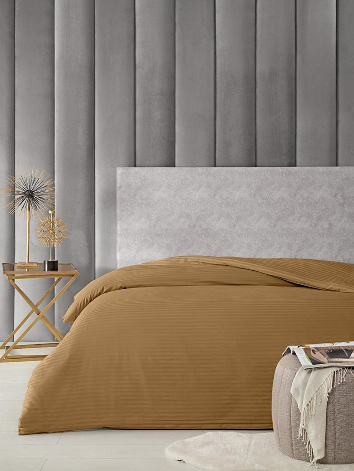 Nevresim Tekli Pamuk Saten Stripe 200x220