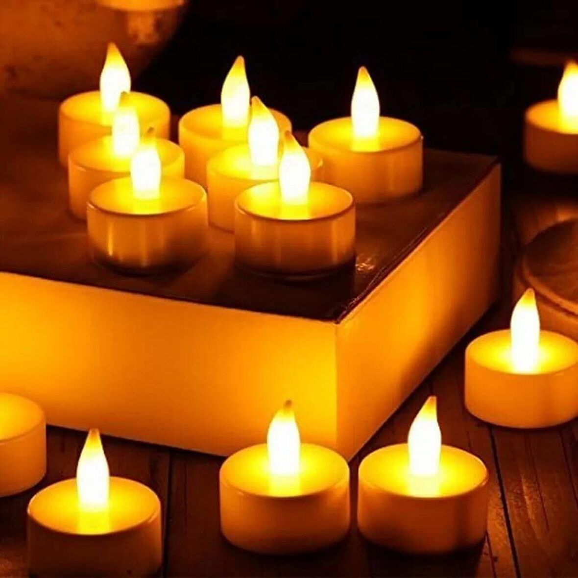 6 Adet Tealight Sarı Led Işıklı Mum, Dumansız Led Mum Pil Dahil