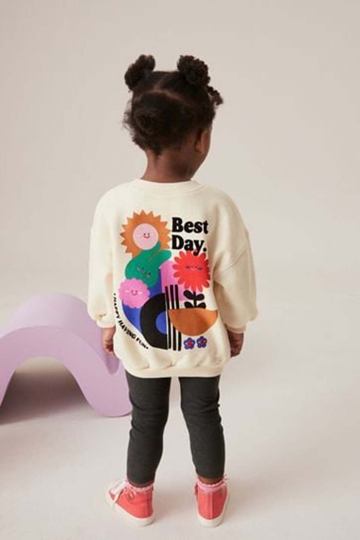 Next Baby Pamuklu Krem Çiçek Desenli Uzun Kollu Alt Üst Takım