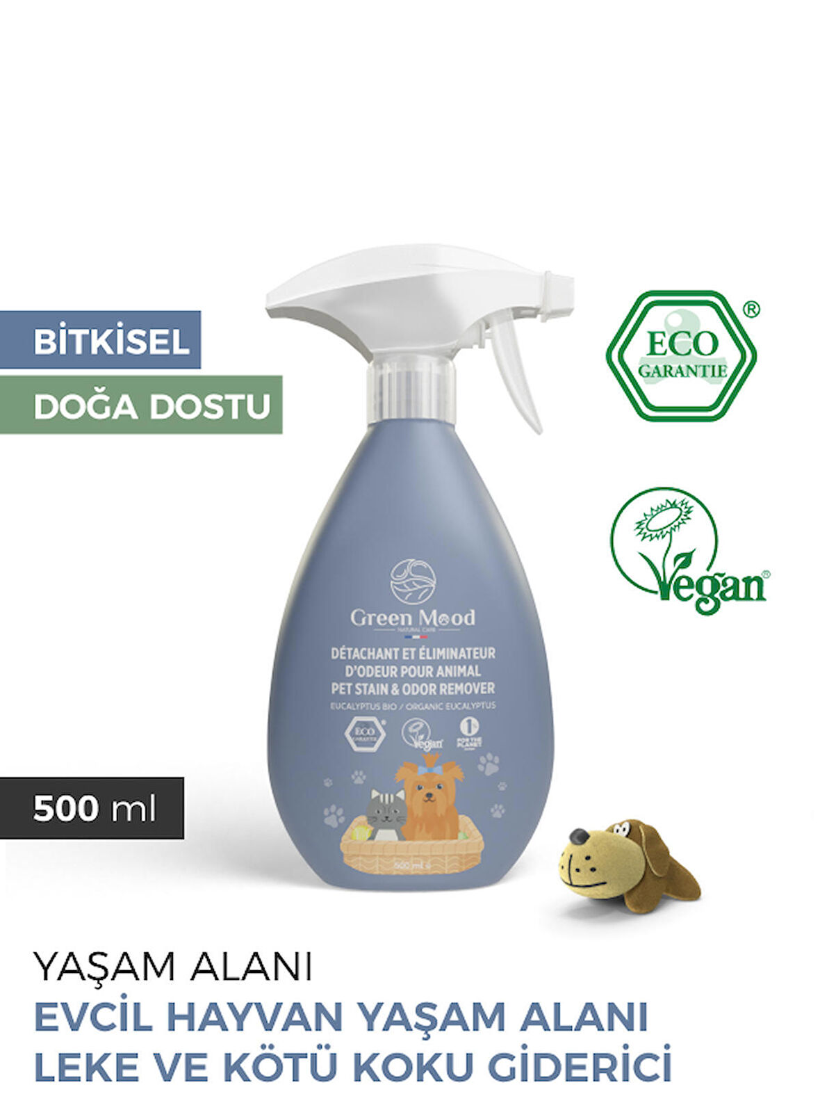 Bitkisel Vegan Evcil Hayvan Yaşam Alanı Koku Ve Leke Giderici Sprey 500 ml