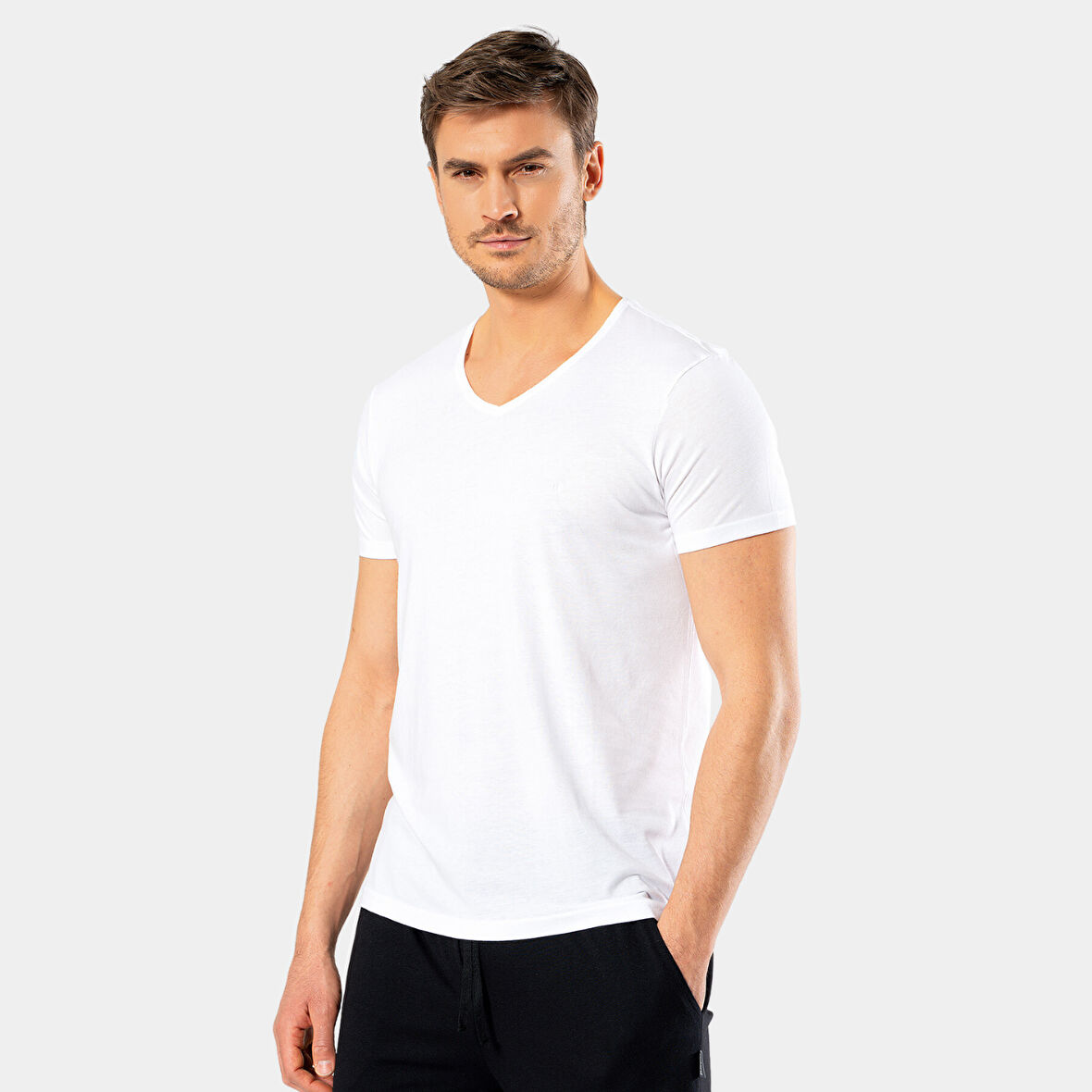 NazikEndam Cacharel Erkek T-Shirt (Slim Fit) 2170/Beyaz