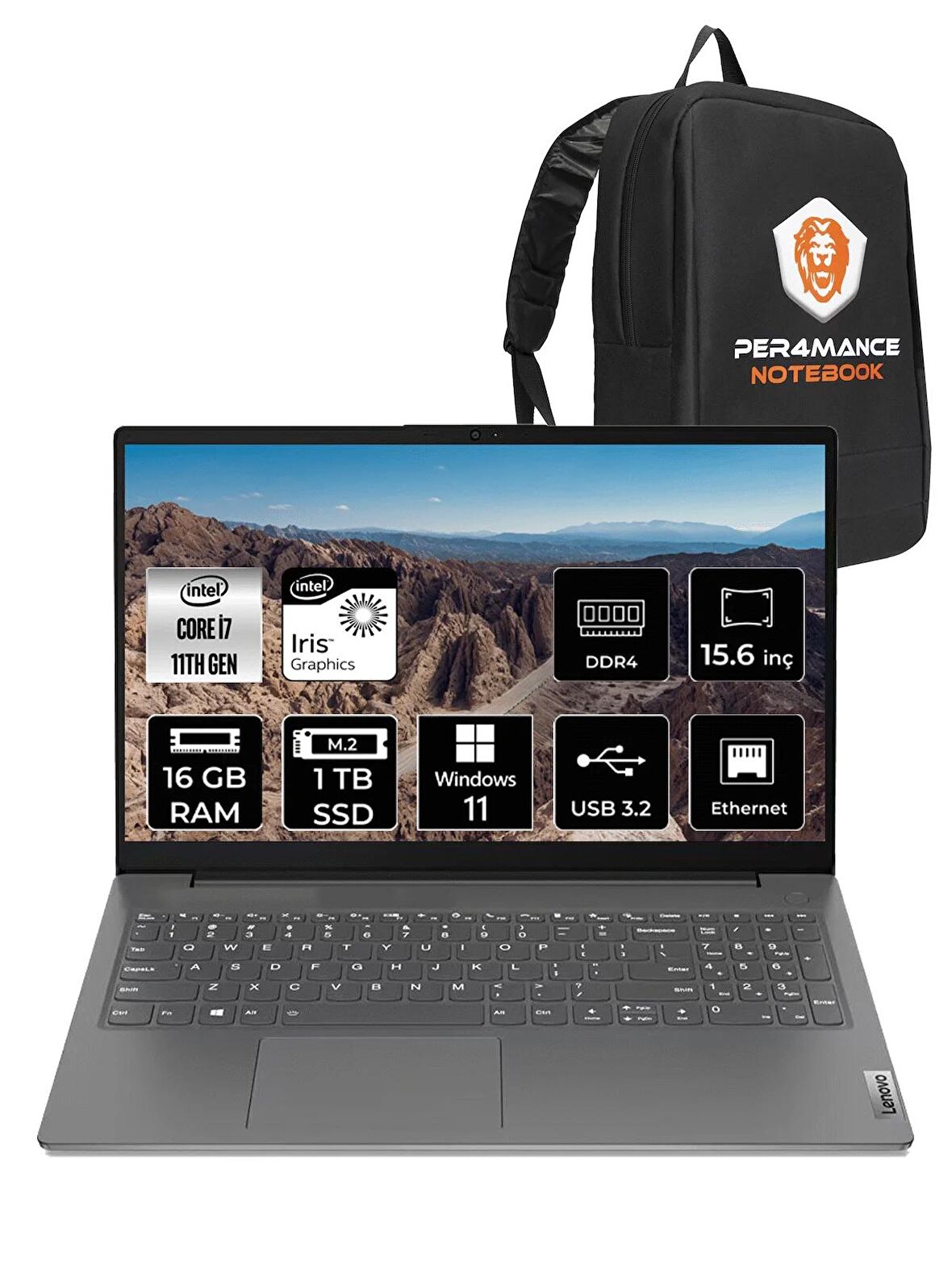 LENOVO V15 G2 i7 -1165G7 16GB 1TB SSD 15.6" FHD W11HOME 82KB00CBTX & PER4 ÇANTA