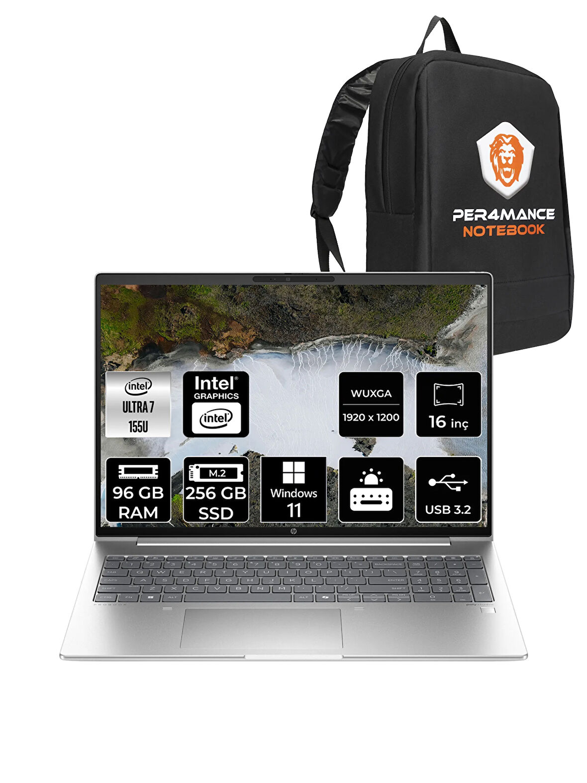 HP ProBook 460 İntel Core Ultra 7 155U 96GB 256GB SSD 16'' WUXGA W11H A23BCEA & PER4 ÇANTA