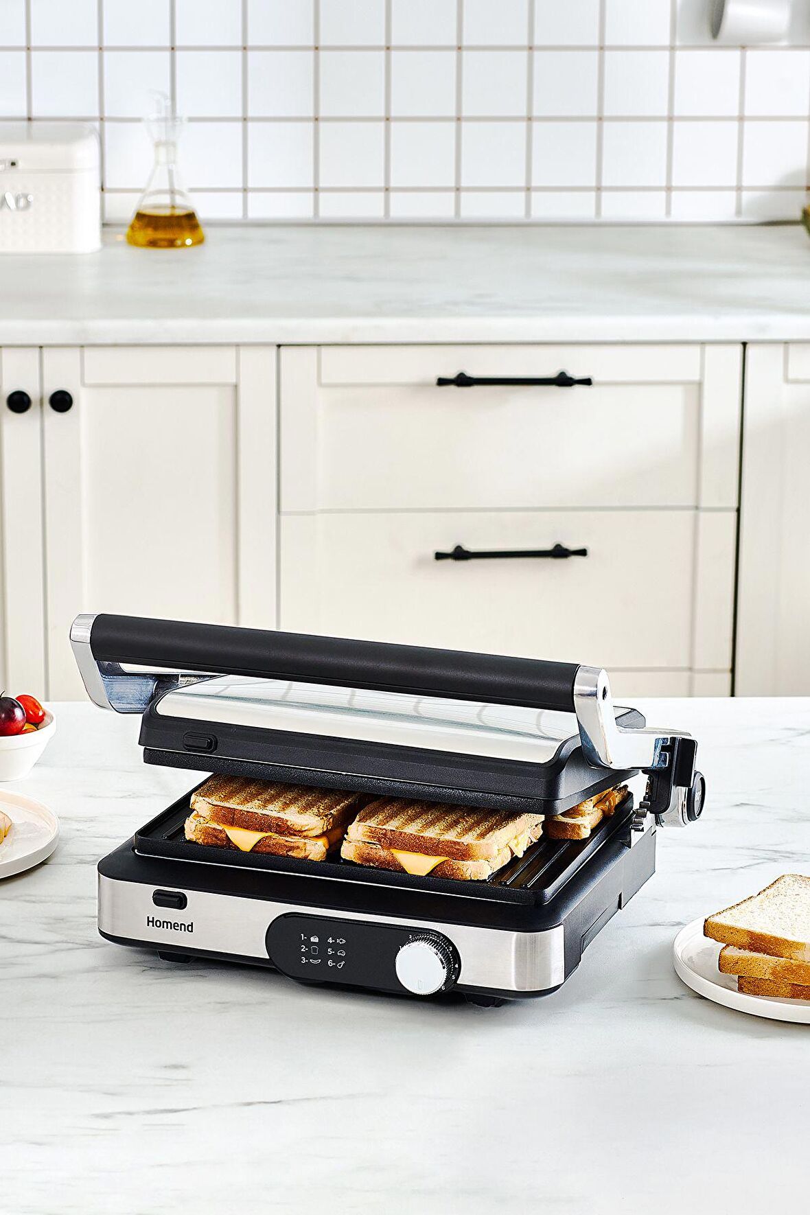 Homend Grilliant 1347H Inox Gövdeli Döküm Plakalı Tost ve Izgara Makinesi